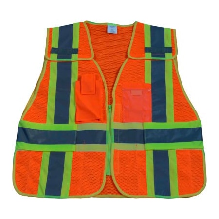 Petra Roc Inc Petra Roc 5-Point Breakaway Public Safety Vest, ANSI Class 2, Polyester Mesh, Orange/Lime, 2XL-5XL OVM2-PSV-PLUS
